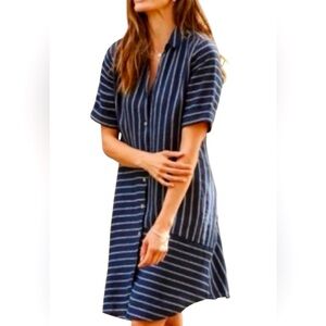 J. Jill Black and White Striped Linen Top